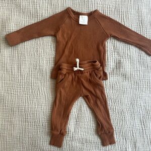 Cinnamon brown mebie baby 3-6 month long sleeve ribbed set